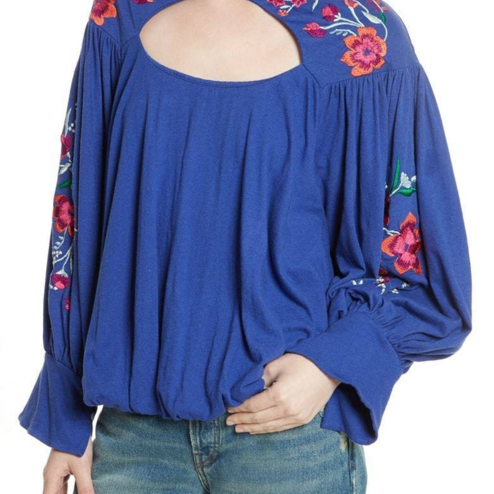 Free People NWT Lita blue top medium